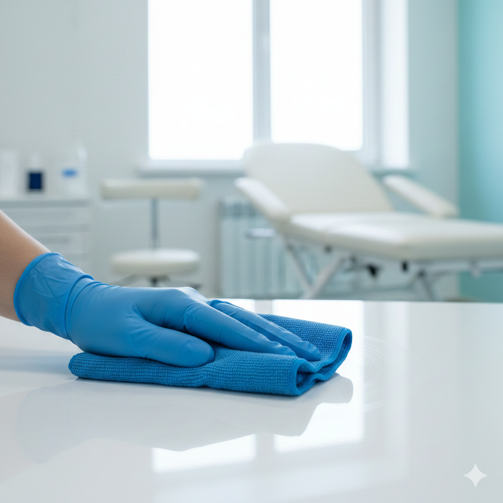 Professionelle Praxisreinigung – Hygienische Oberflächendesinfektion in einer modernen Arztpraxis